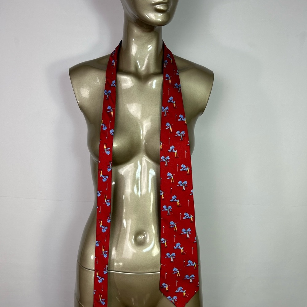 Golf Red Patterned Men's Tie ⛳️